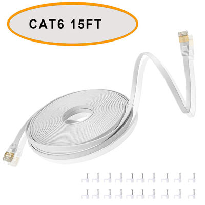 Câble plat de correction d'Ethernet du chat 6 paires torsadées non blindées de couleur blanche de 50 pi