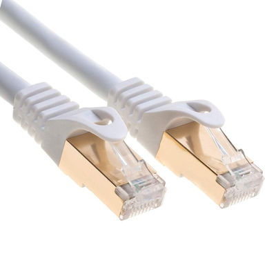 Cordon de correction RJ45 de 0.5-90m, câble Ethernet blanc du chat 7 de double bouclier
