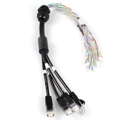 4 imperméables dans 1 câble Ethernet du chat 6a, 4 câble de tronc du mâle RJ45 Cat6a de branche