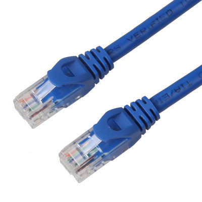 Veste de PVC bleue de la corde de correction 24AWG Cat6 BC7/0.2 UTP avec le connecteur 8P8C