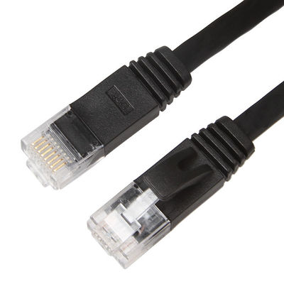 Câble plat stable résistant aux intempéries de réseau Internet, câble de correction du chat noir 6 d'ordinateur