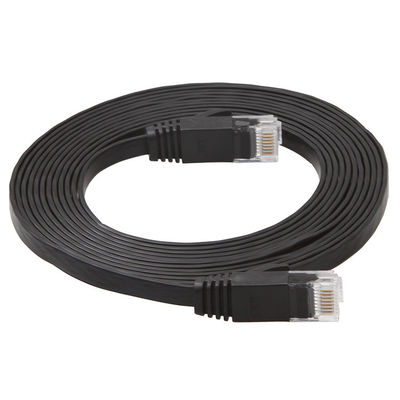 Câble plat stable résistant aux intempéries de réseau Internet, câble de correction du chat noir 6 d'ordinateur