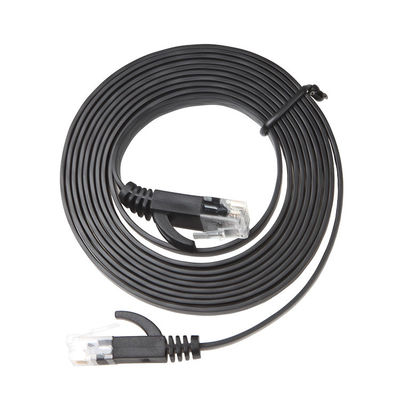 Câble plat stable résistant aux intempéries de réseau Internet, câble de correction du chat noir 6 d'ordinateur