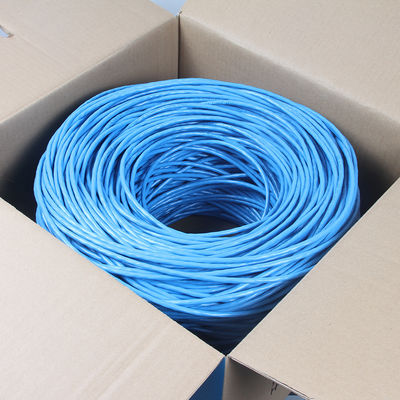 Cuivre nu solide Cat6a Lan Cable Shielded Riser 1000ft 23AWG bleu 750MHz PoE++