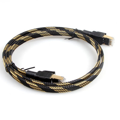 Le jaune en nylon de noir mat de corde de correction de l'Ethernet Cat7 a tressé à grande vitesse
