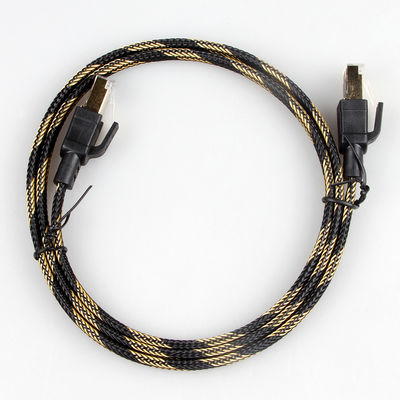 Le jaune en nylon de noir mat de corde de correction de l'Ethernet Cat7 a tressé à grande vitesse