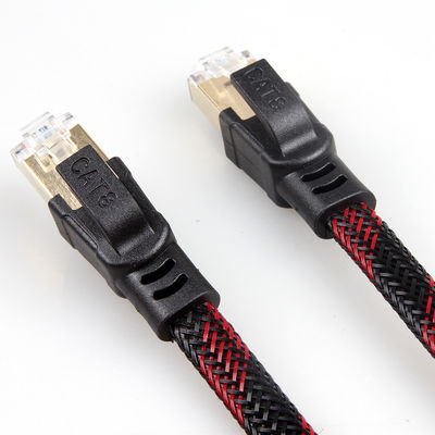 Anti-parasitage noir rouge du câble Ethernet Cat8 tressé en nylon stable
