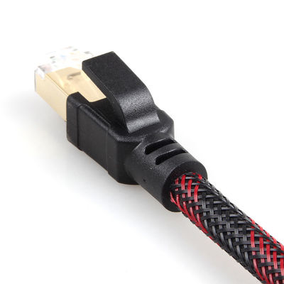 Câble de raccordement intérieur extérieur Cat8 en nylon tressé rouge noir 26AWG 40Gbps