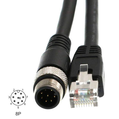 Code industriel du câble Ethernet M12 D de ROHS Cat6 8 Pin To RJ45 pour le capteur de Fieldbus