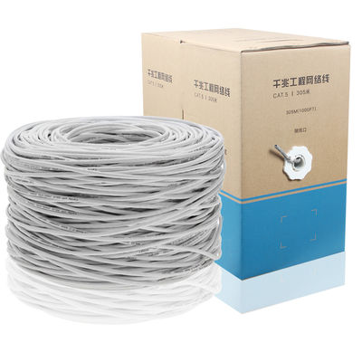 Le câble Ethernet durable de réseau de 23AWG Cat5e, 4 paires 1000ft UTP a protégé le câble