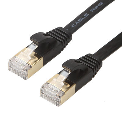 Câble plat noir pratique d'Ethernet de Cat6 avec les connecteurs Rj45 sans accroc protégés par or