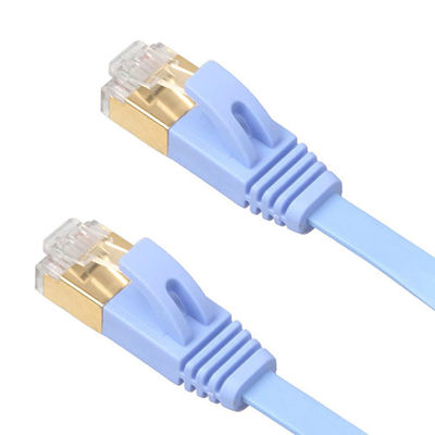 4 l'Ethernet plat Lan Cables Blue With Gold de pi Cat6 a protégé des connecteurs de Snagless Rj45