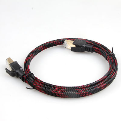 Anti-parasitage noir rouge du câble Ethernet Cat8 tressé en nylon stable
