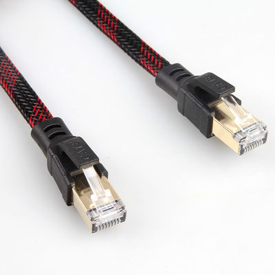 Anti-parasitage noir rouge du câble Ethernet Cat8 tressé en nylon stable