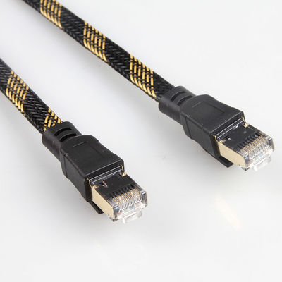 Grande vitesse jaune noire tressée en nylon de RJ45 Cat8 de câble stable de correction