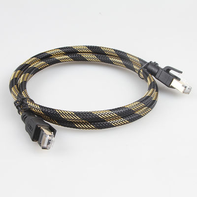 Le nylon extérieur de câble Ethernet du chat 8 de SFTP RJ45 a tressé le jaune noir