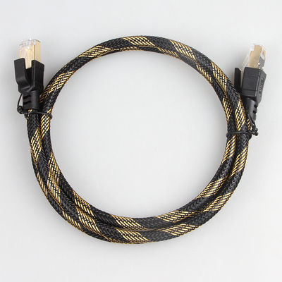 Le nylon extérieur de câble Ethernet du chat 8 de SFTP RJ45 a tressé le jaune noir