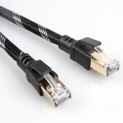 Câble de raccordement intérieur extérieur Cat8 en nylon tressé 26AWG 40Gbps 2000MHz S/FTP