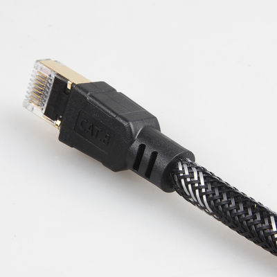 Câble de raccordement intérieur extérieur Cat8 en nylon tressé 26AWG 40Gbps 2000MHz S/FTP