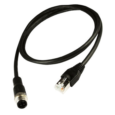 M12 à la couleur industrielle de noir du câble Ethernet Cat5e Cat6 du gigabit Rj45
