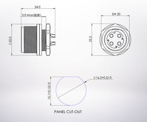 Cable connecteur industriel imperméable de harnais du fil IP68 M16 4pins à XH2.5
