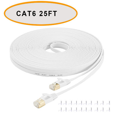 Câble plat de correction d'Ethernet du chat 6 paires torsadées non blindées de couleur blanche de 50 pi