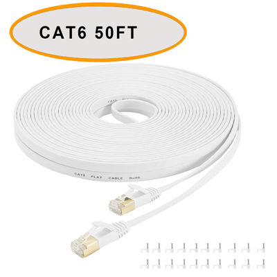 Câble plat de correction d'Ethernet du chat 6 paires torsadées non blindées de couleur blanche de 50 pi