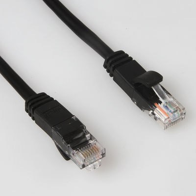 Câble noir de corde de correction de ftp Cat5e de CCA UTP avec le connecteur RJ45 masculin