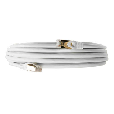 Cordon de correction RJ45 de 0.5-90m, câble Ethernet blanc du chat 7 de double bouclier