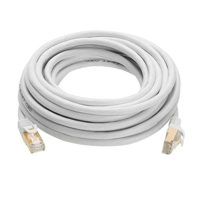 Cordon de correction RJ45 de 0.5-90m, câble Ethernet blanc du chat 7 de double bouclier