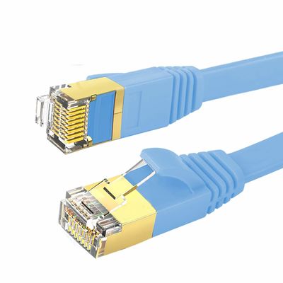 Câble stable d'Ethernet du chat 7 de 600MHz plat, câble pratique bleu de BC Cat7 SFTP