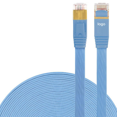 Câble stable d'Ethernet du chat 7 de 600MHz plat, câble pratique bleu de BC Cat7 SFTP