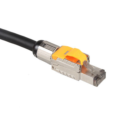 Câble de correction de l'angle droit Cat8 d'ODM avec le connecteur modulaire de prise de Toolless