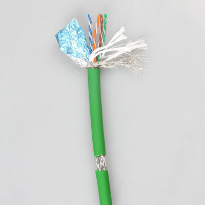 Haut câble Ethernet du vert RJ45 de PVC du chat 5e SFTP AWG26 de flexibilité pour des applications industrielles