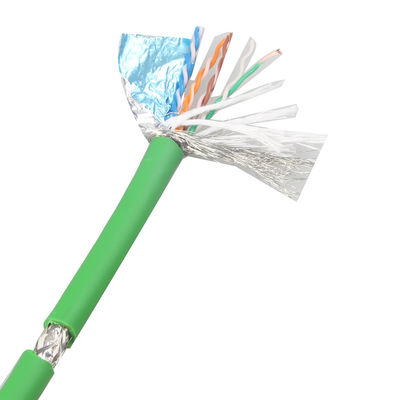 Haut câble Ethernet du vert RJ45 de PVC du chat 5e SFTP AWG26 de flexibilité pour des applications industrielles